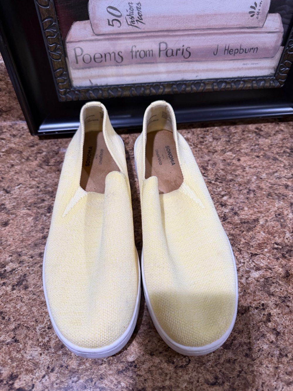 Sonoma Pale Yellow Slip-On Canvas Sneakers, Size 8 1/2 Medium